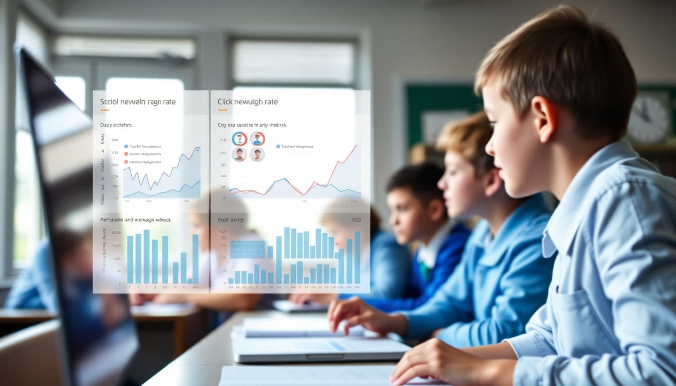 School newsletter analytics dashboard showing click through rate performance metrics
