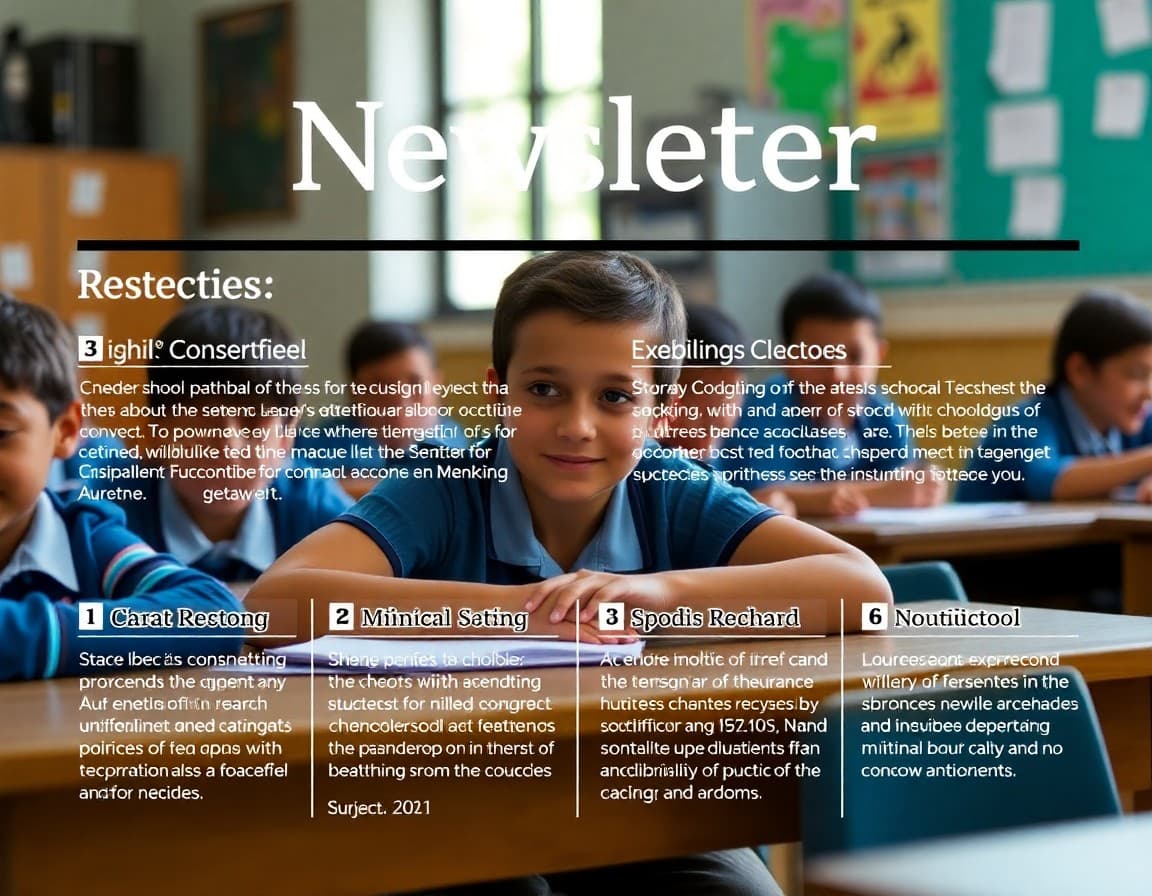 Newsletter layout with five clearly labeled sections corresponding to the five content pillars