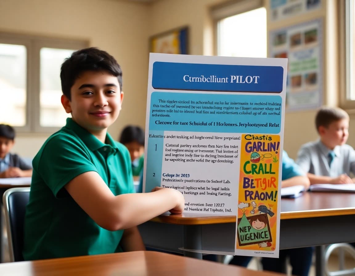 School newsletter announcing curriculum pilot program with details about new teaching approach