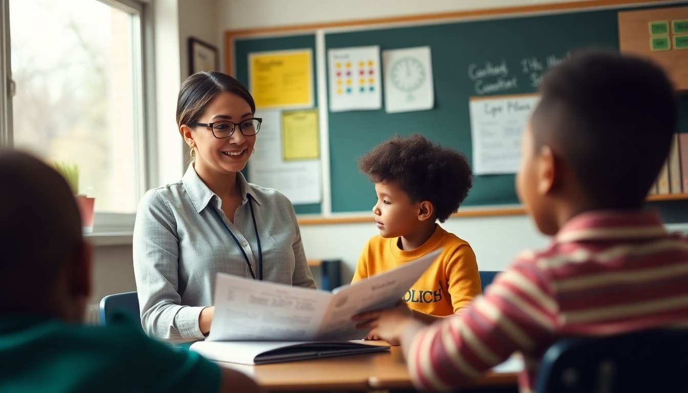 Teacher announcing new curriculum pilot program to parents through school newsletter