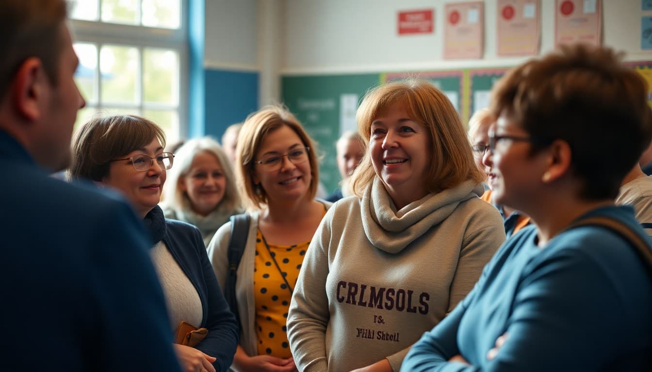 Parents gathered at a school event that was promoted through the weekly newsletter