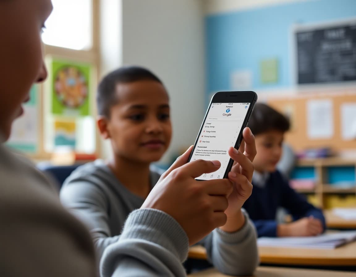 Parent completing Google Form on phone after tapping link in school newsletter
