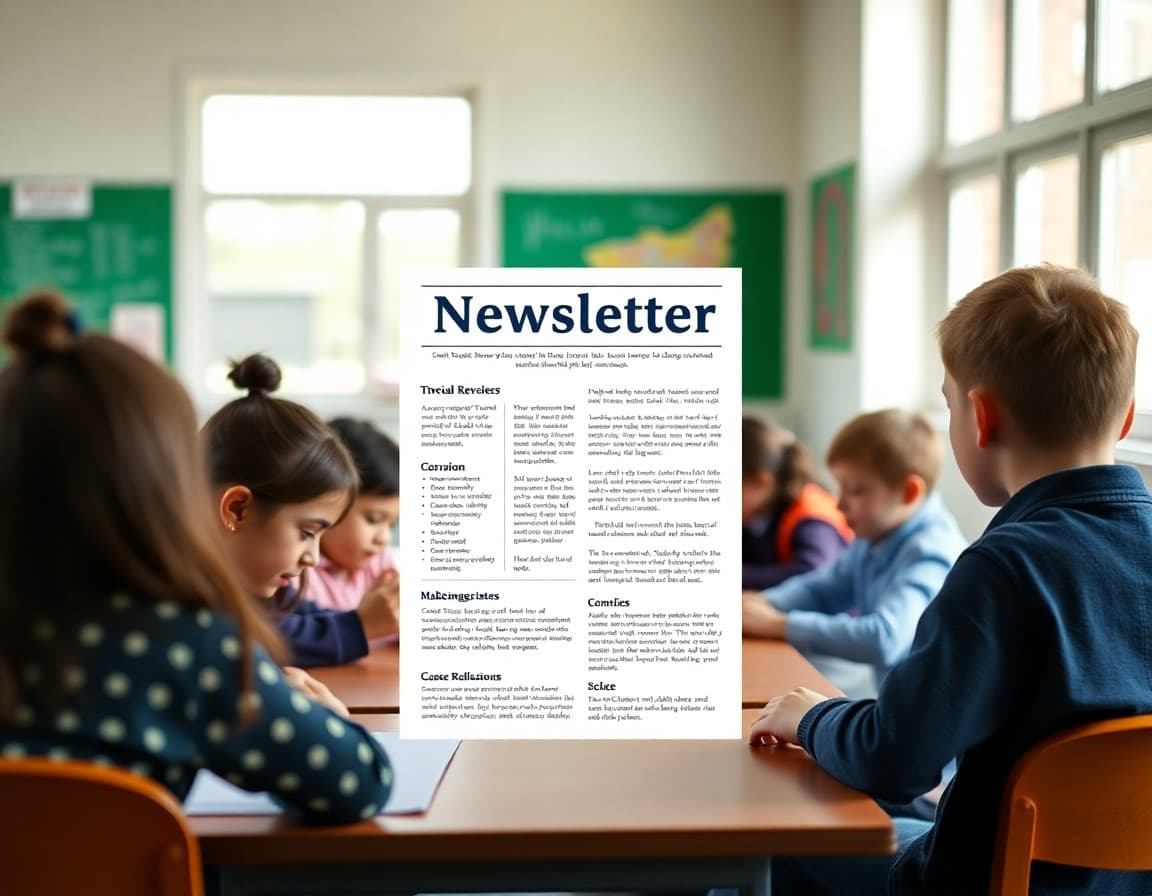School newsletter layout designed to be clear and accessible for non-parent caregivers