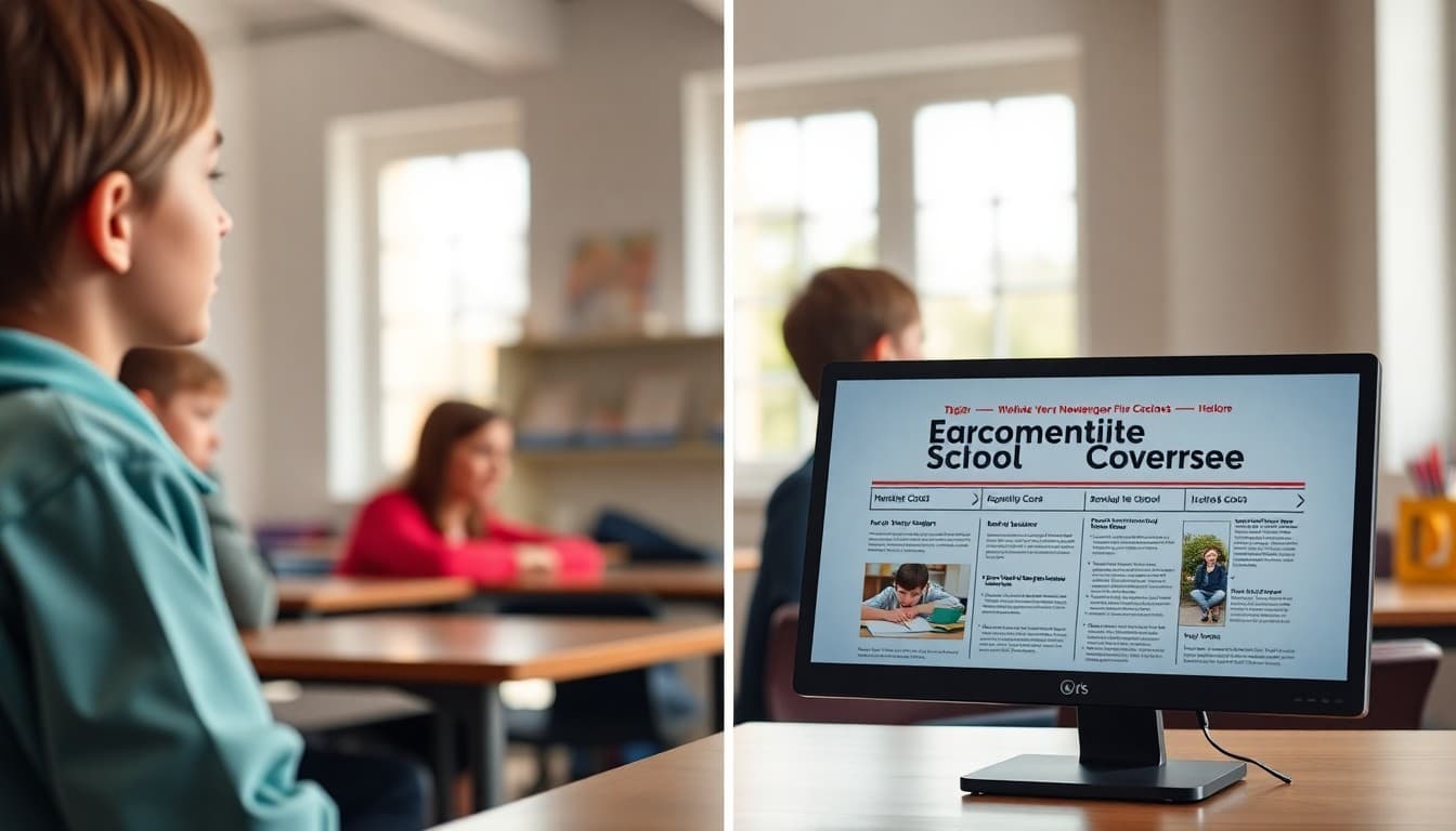 School newsletter header design examples on graphic design software screen comparison