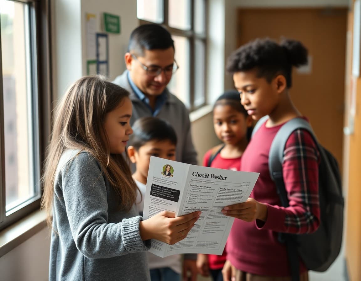 School newsletter printed and provided to family experiencing housing instability at school office
