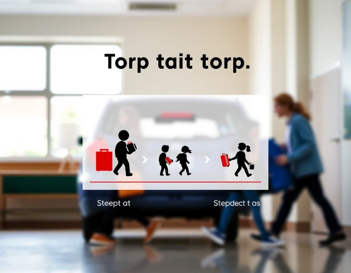 Simple infographic in a newsletter showing the three steps of the school drop-off process