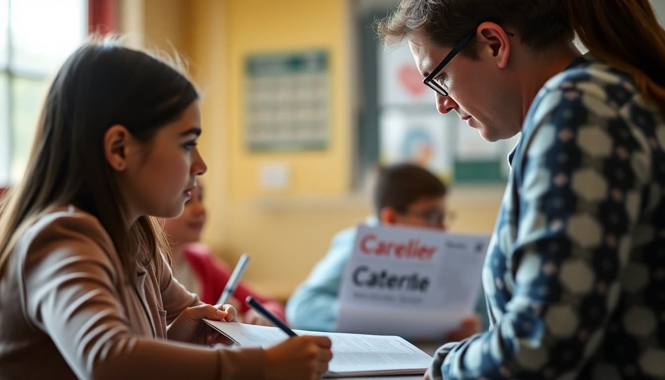 Teacher adding a cafeteria menu link to a weekly school newsletter