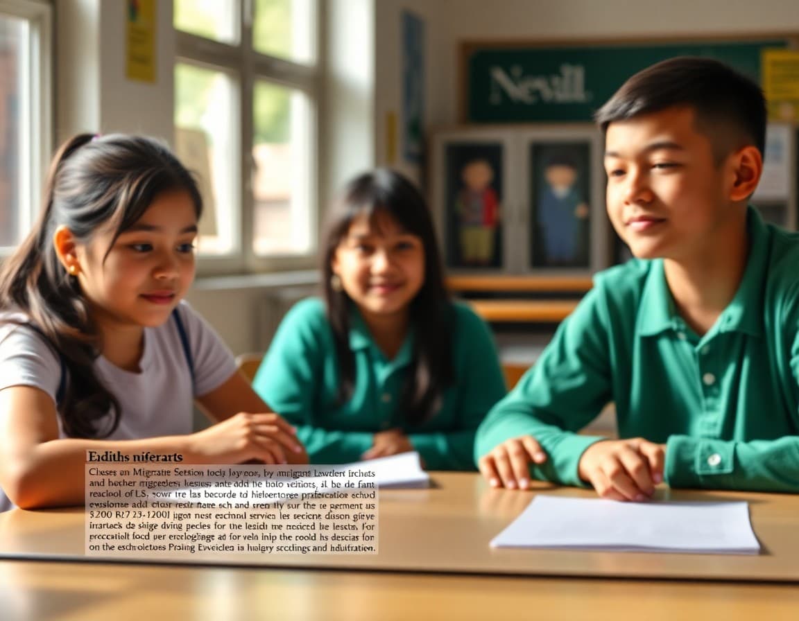 School newsletter section in Spanish and English explaining migrant education program services