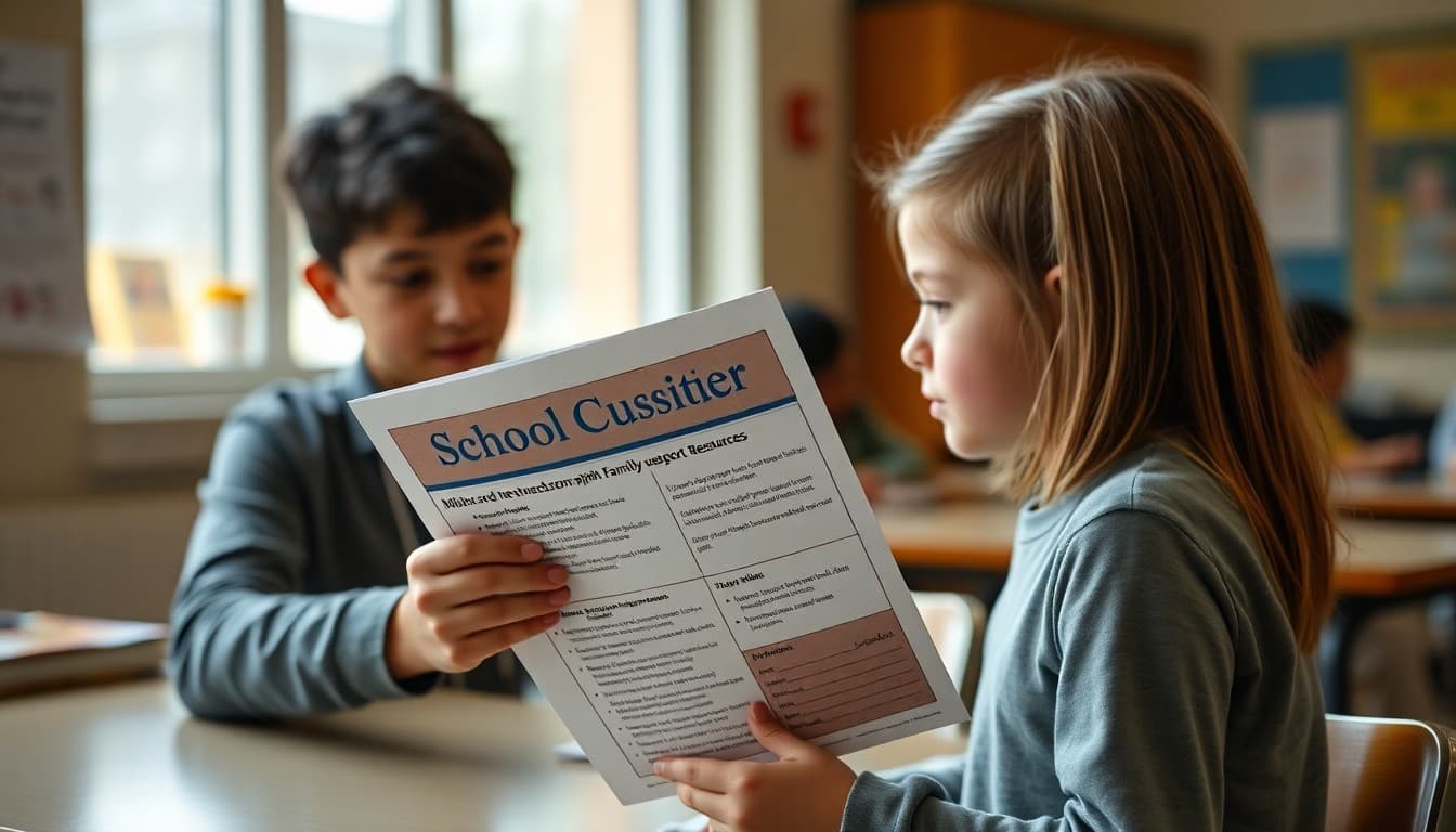 Military-connected student receiving school newsletter with family support resources listed