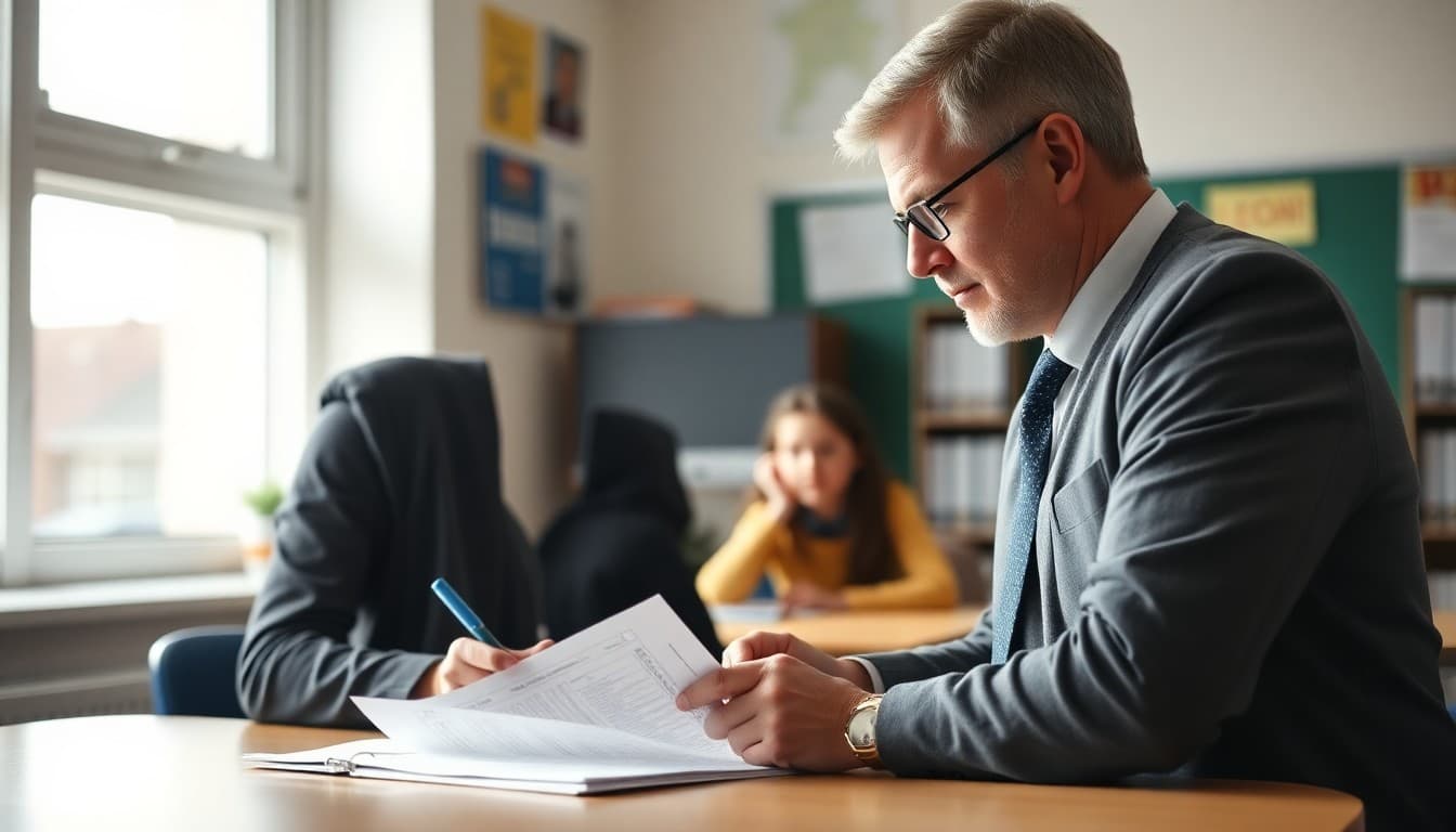 Principal considering balance between positive news and challenges in school newsletter draft