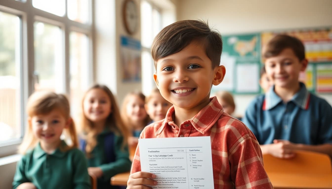 School celebrating student achievement with heartwarming newsletter story for community