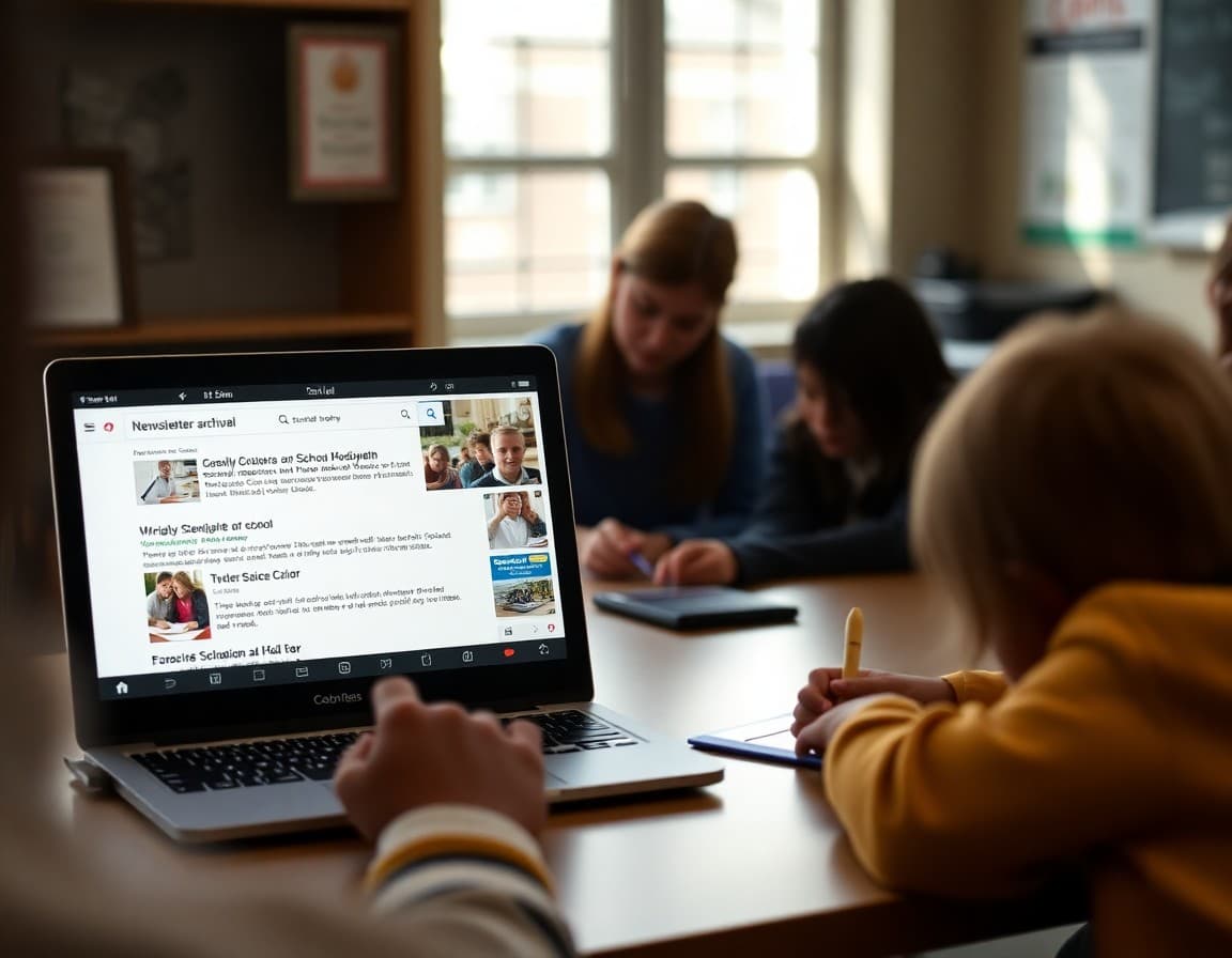 Screenshot of a school newsletter archive indexed in Google search results