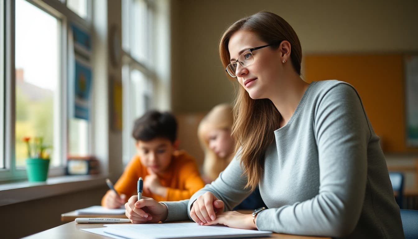 School newsletter section featuring a teacher photograph and short bio profile