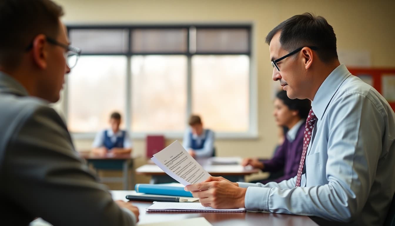 School principal writing newsletter to families explaining multiple teacher absence situation