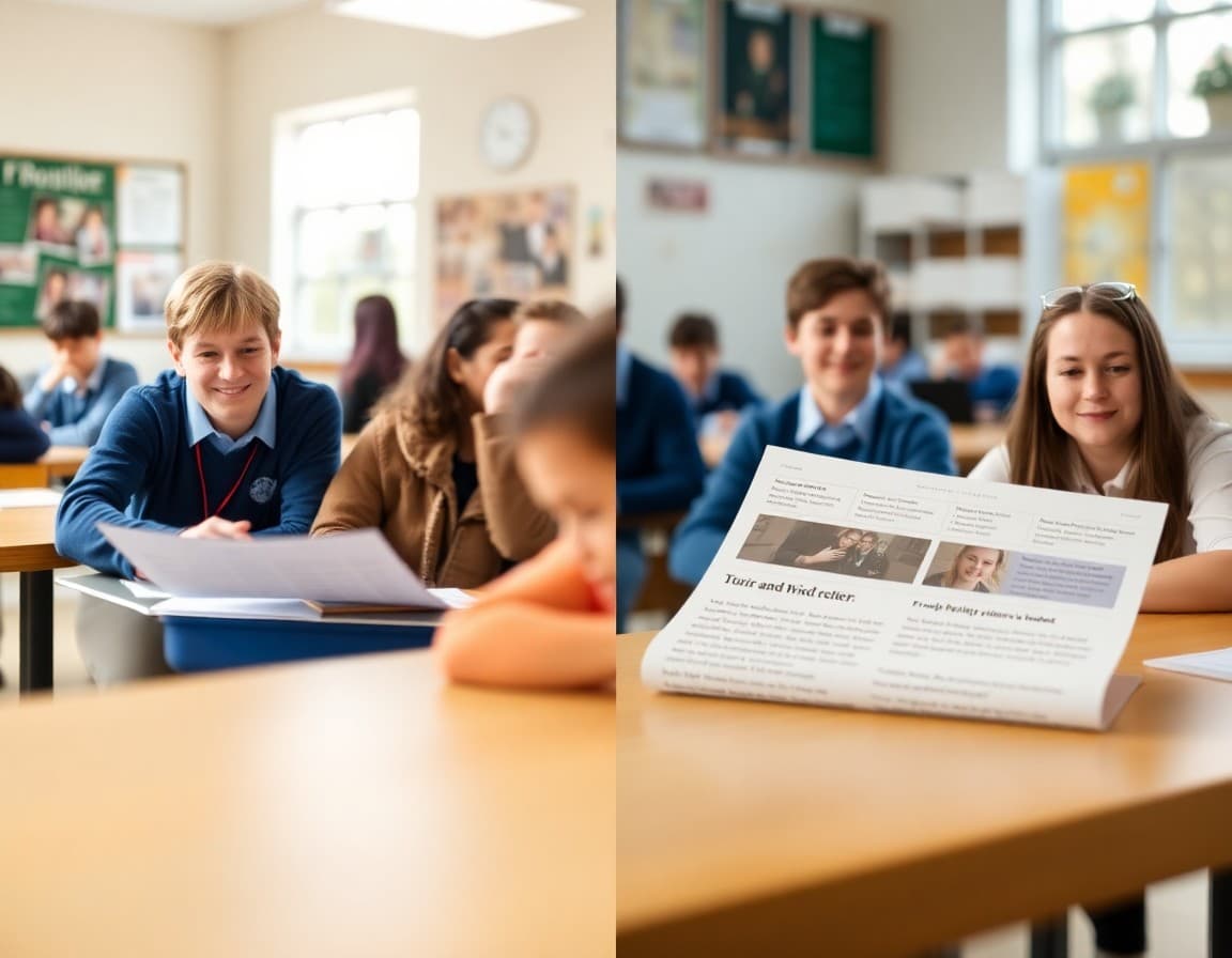 Two newsletter samples shown side by side comparing formal and friendly tone