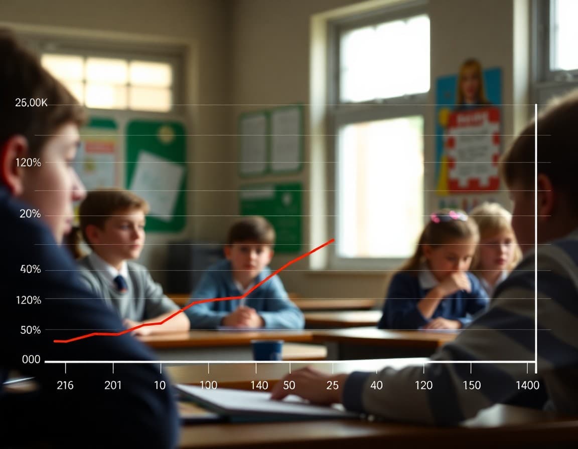 Graph showing school newsletter unsubscribe rate declining after communication improvements