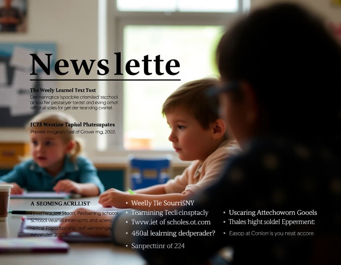 West Virginia elementary school newsletter template with weekly learning updates and upcoming events