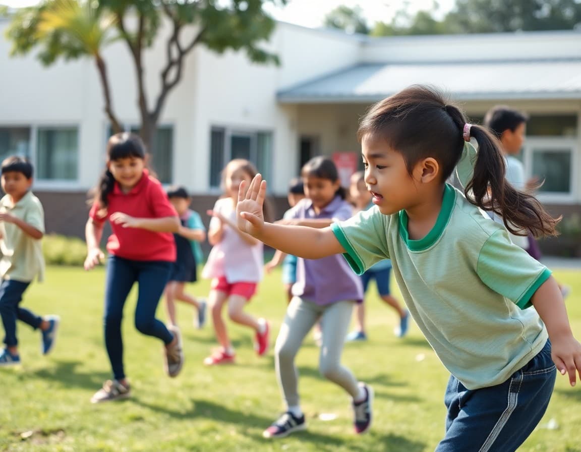 Students and teachers participating in outdoor movement activity as part of school wellness program