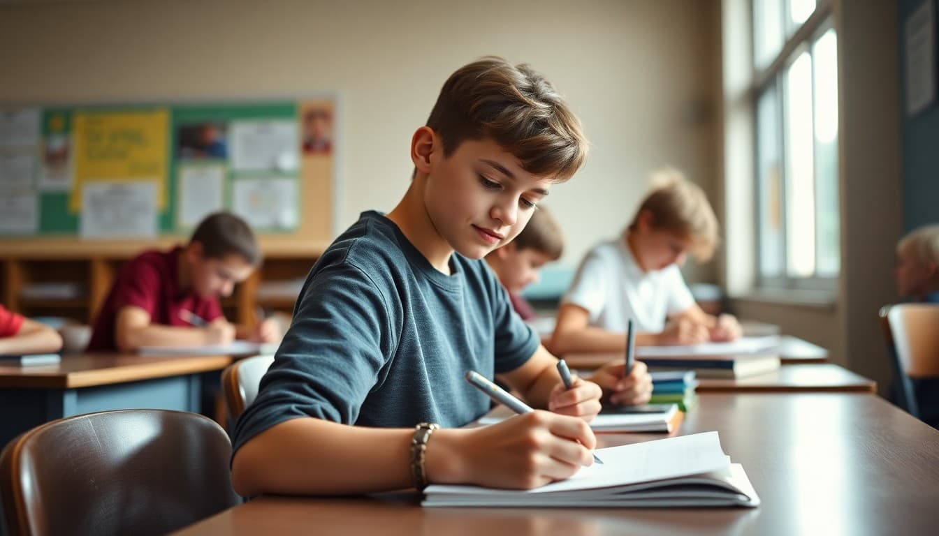 Collection of ninth grade creative writing teacher newsletter examples on school desk