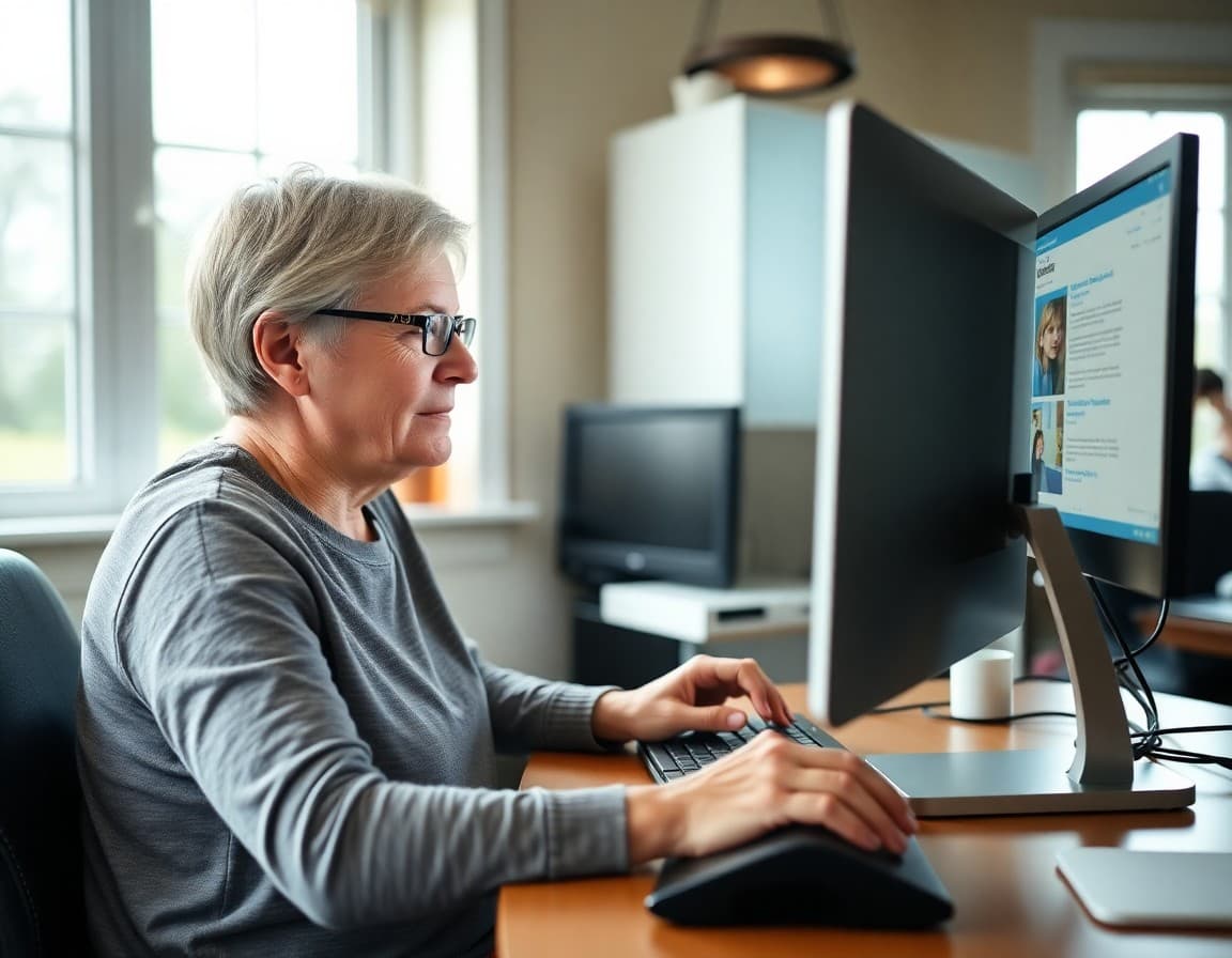 Delaware parent reviewing a school newsletter email on a desktop computer at home