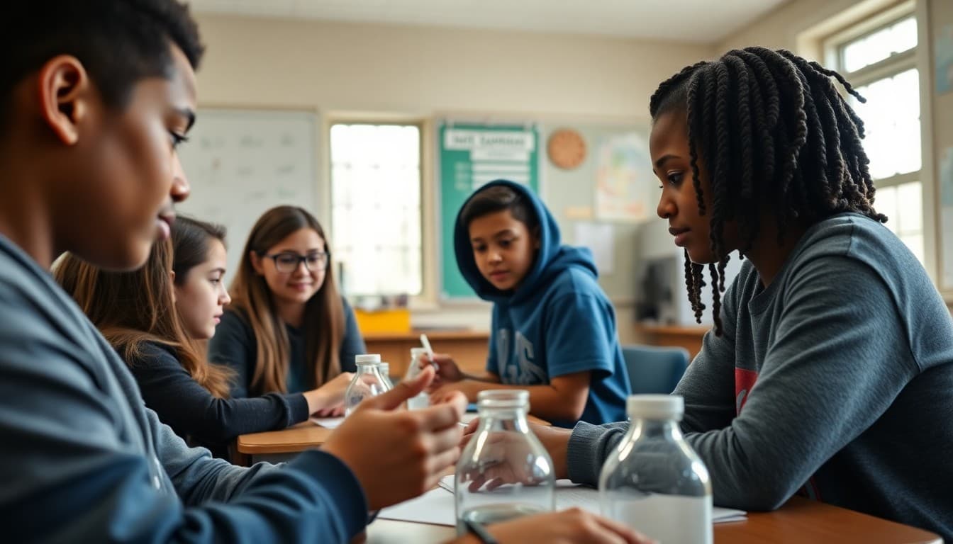 Ninth grade students beginning a new environmental science unit with teacher guidance