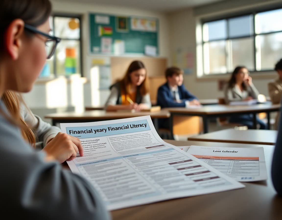Beginning of year financial literacy newsletter laid out beside a syllabus and course calendar