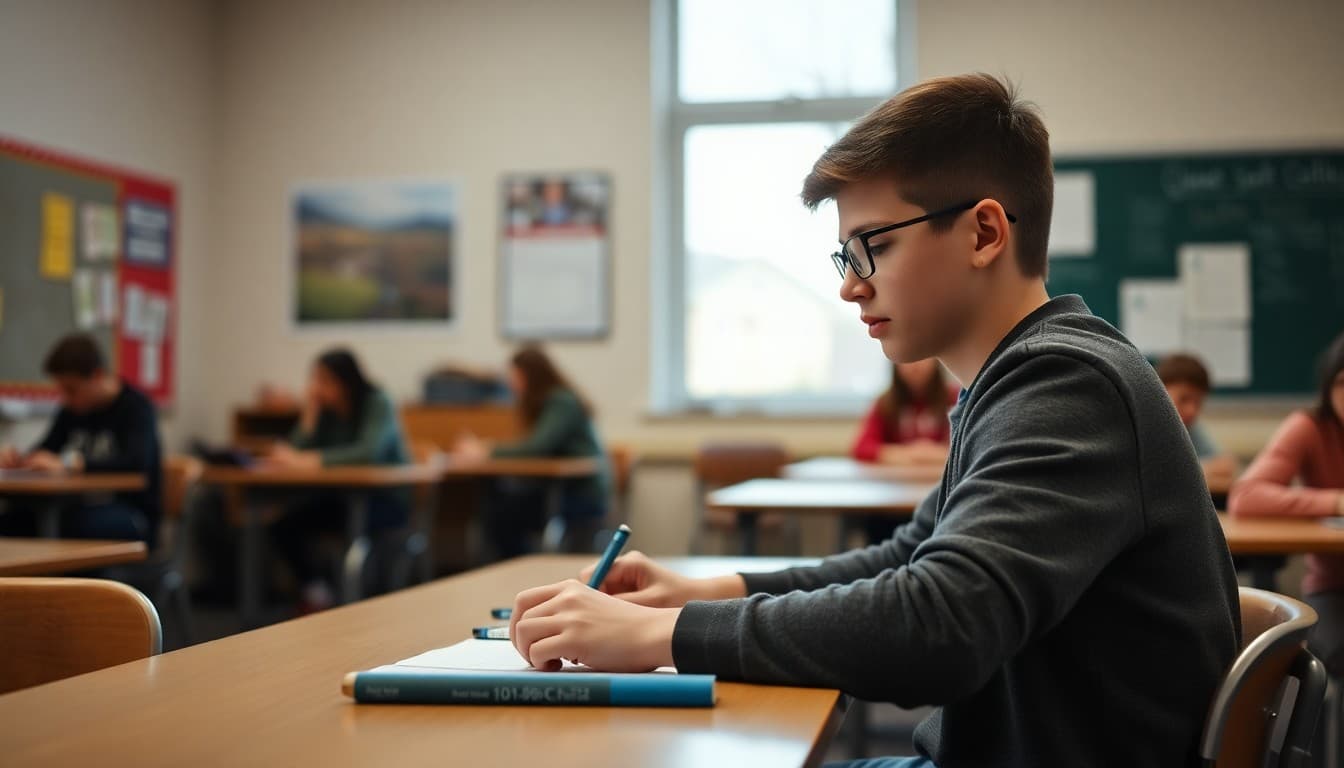 High school student working with fractions and rational expressions in an algebra class