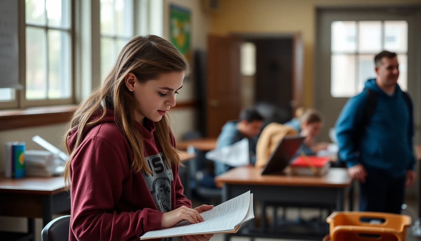 High school student completing community service requirement at local organization