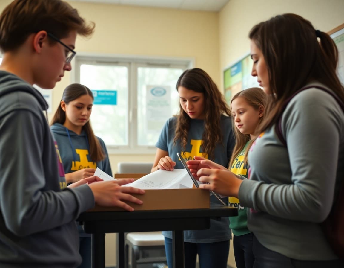 National Honor Society students working at a community service project with advisor