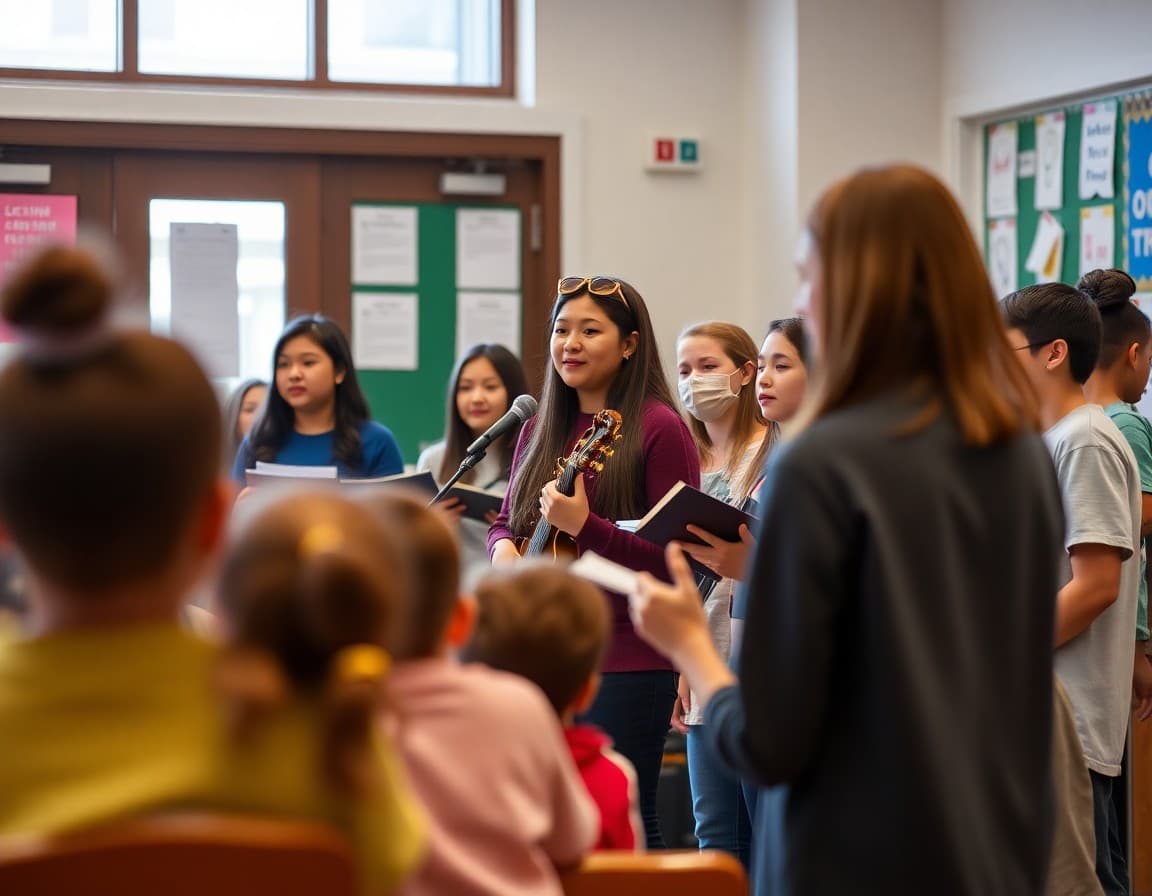 Tri-M students performing community service concert for elementary school students