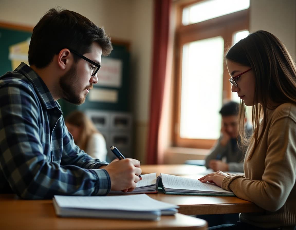 English teacher writing feedback on a 9th grade student essay