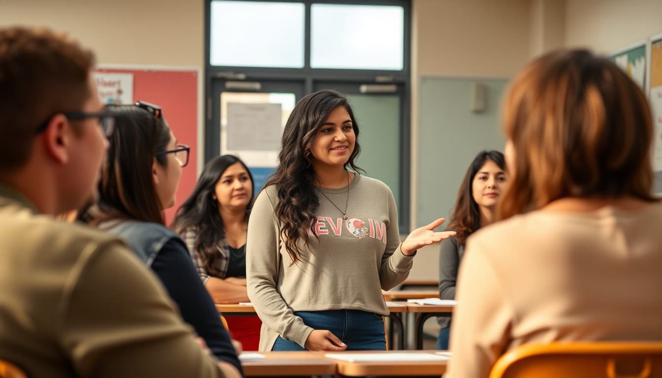 New Mexico high school teacher at an Albuquerque area school presenting to bilingual parents
