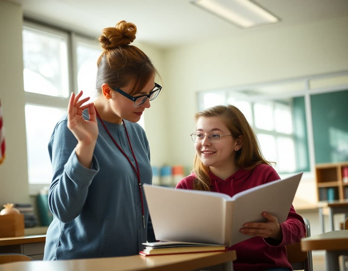 Reading specialist reviewing syllable patterns and word structure with a high school student
