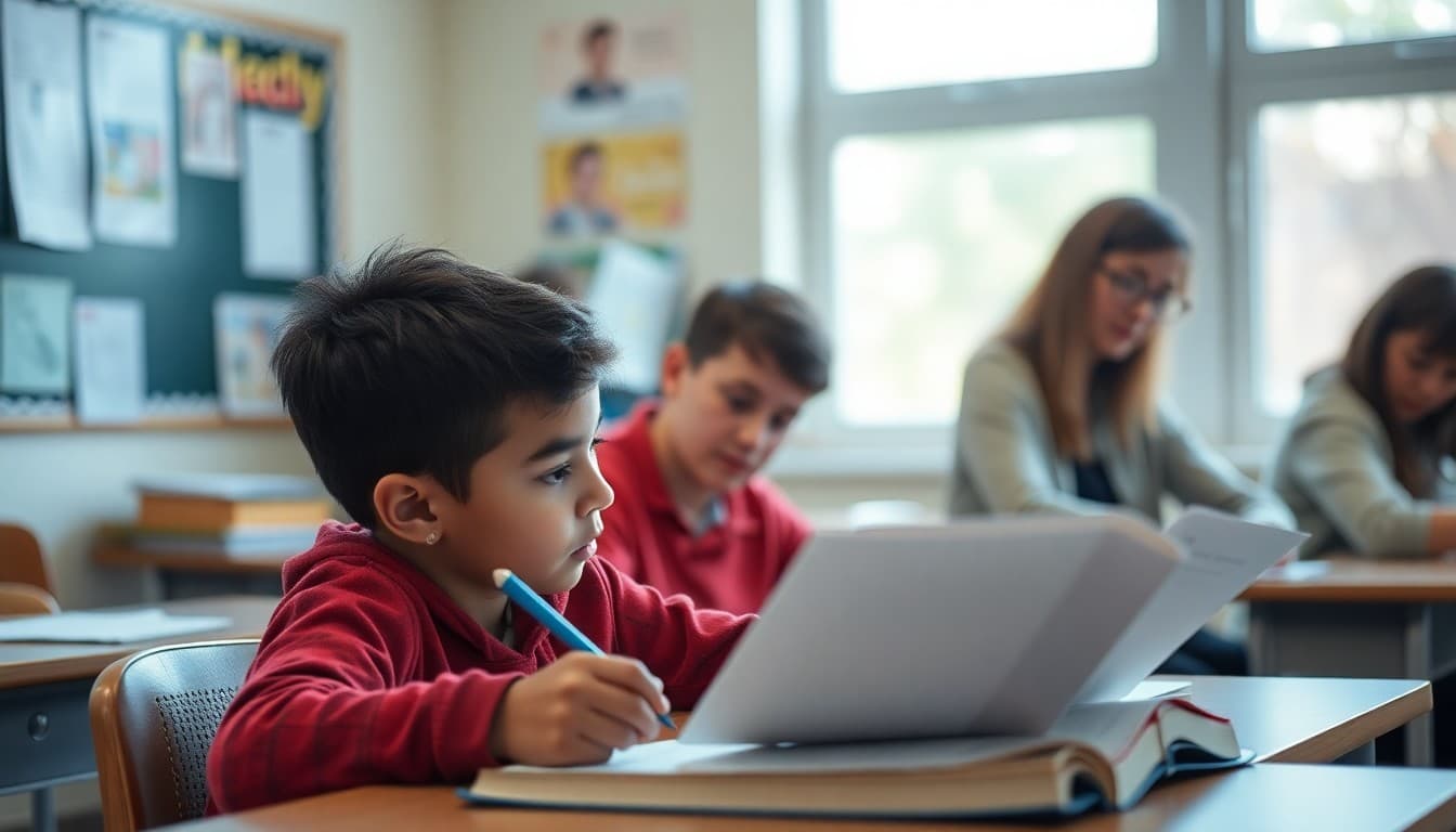 High school student working through a phonics-based reading intervention program with a specialist