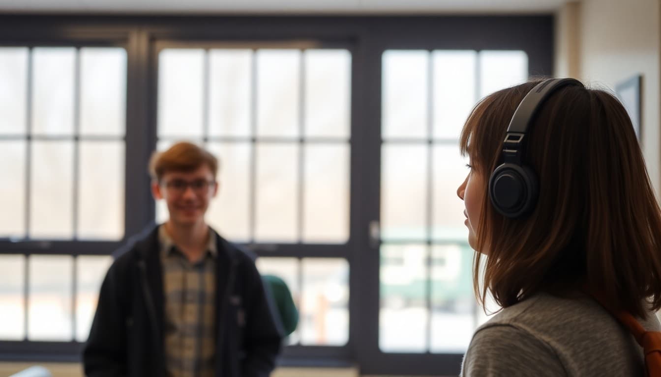 High school student being photographed for a student spotlight feature in a school newsletter