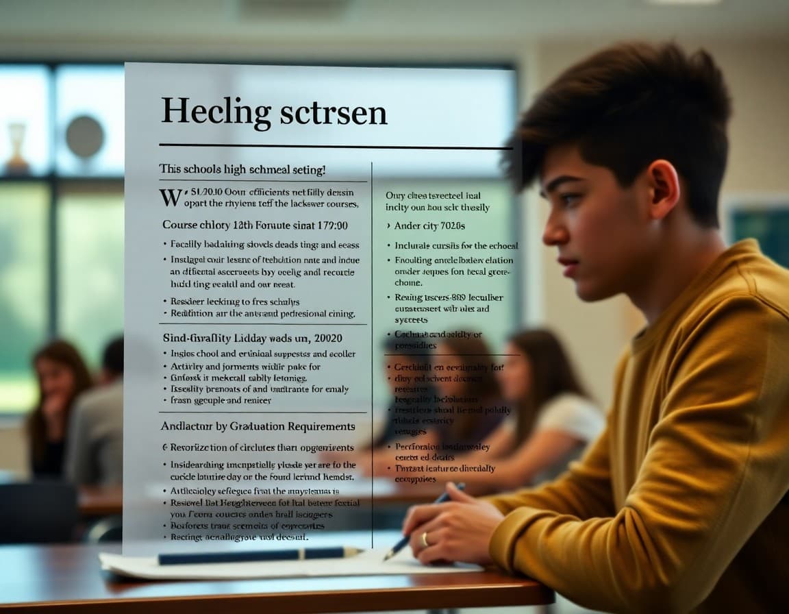 High school newsletter showing course updates, dual enrollment deadlines, and graduation requirements
