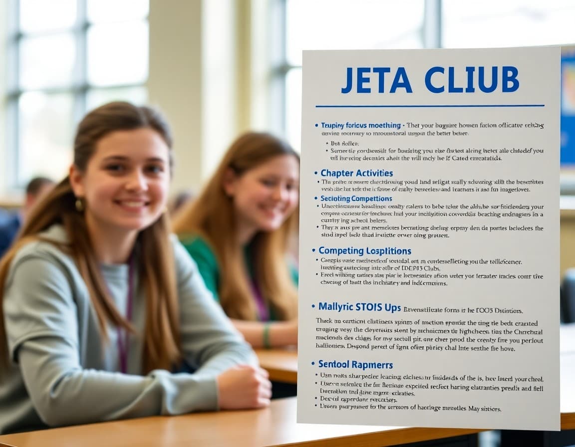 High school Beta Club newsletter showing chapter activities, upcoming competitions, and membership requirements