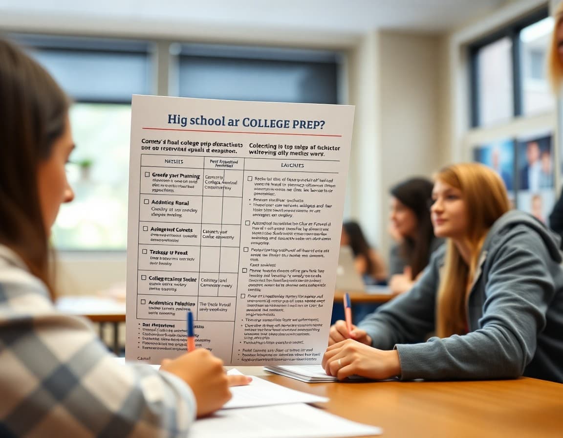 High school college prep newsletter showing grade-by-grade academic planning checklist and college readiness tips