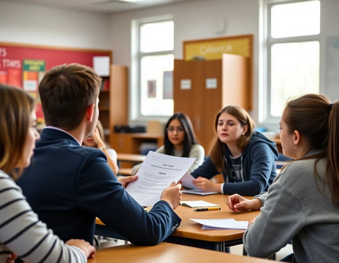Personal finance teacher explaining APR and credit card interest to high school students