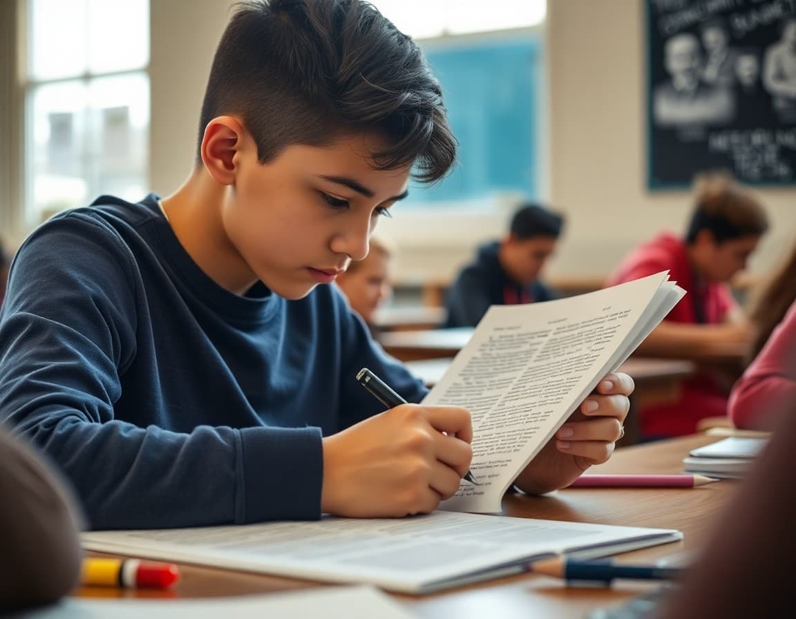 Student annotating a primary source document for a history research essay
