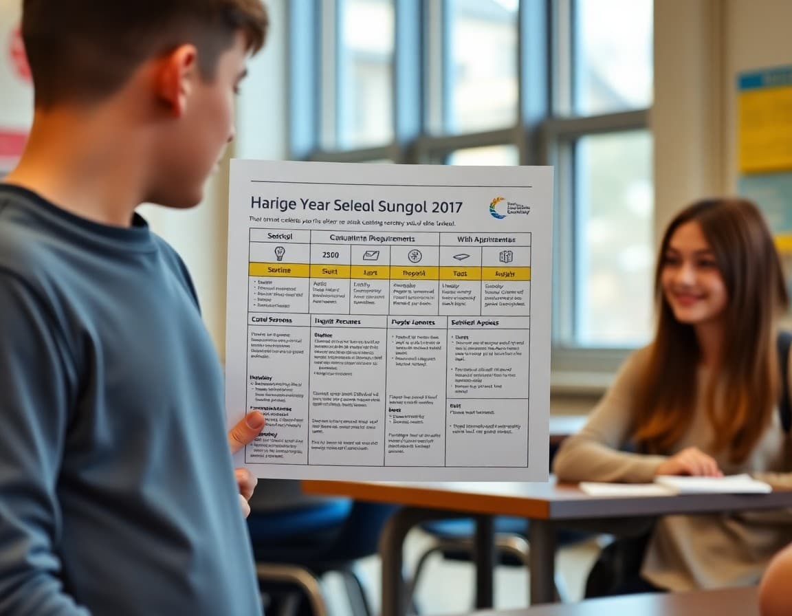 High school senior year newsletter showing college application timeline and graduation requirements checklist