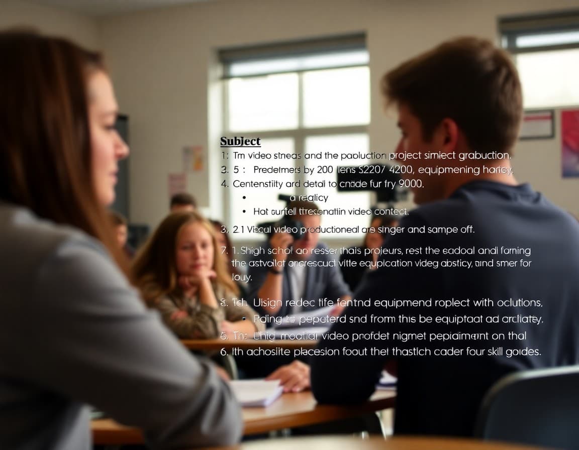 High school video production newsletter showing project deadlines, equipment use policy, and career skill overview