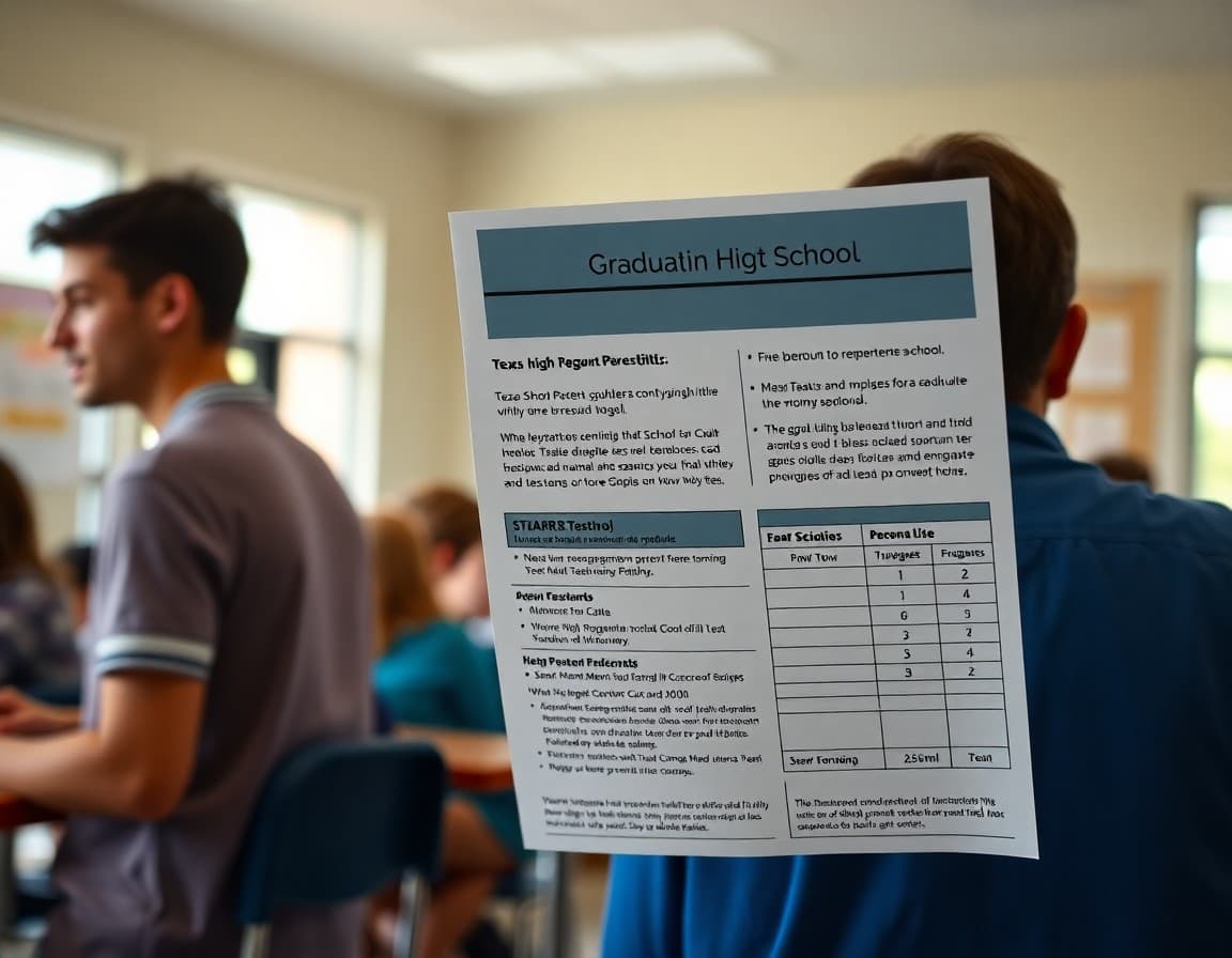 Texas high school parent newsletter showing graduation requirements and STAAR test schedule