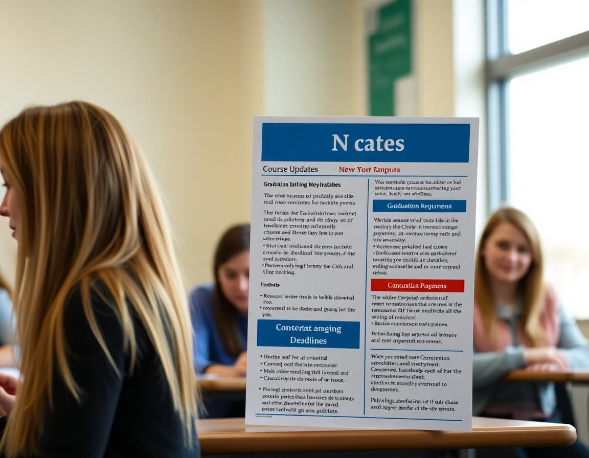 Utah high school newsletter showing course updates, graduation requirements, and concurrent enrollment deadlines
