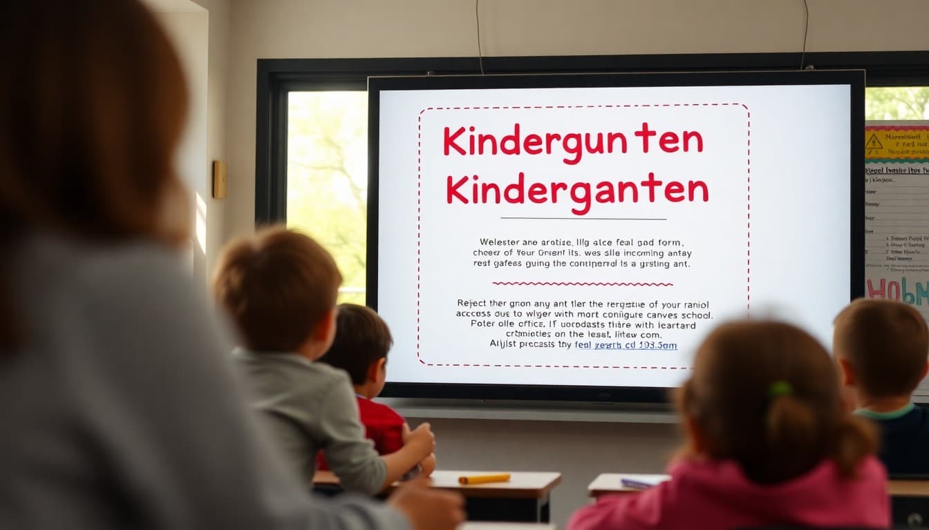 Kindergarten orientation invitation newsletter for incoming families on school screen