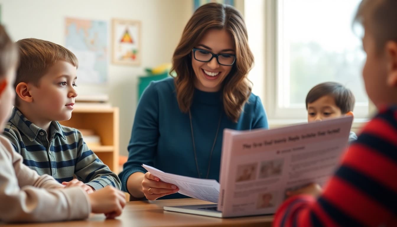 Grade teacher sharing social studies unit with parents in a kindergarten newsletter