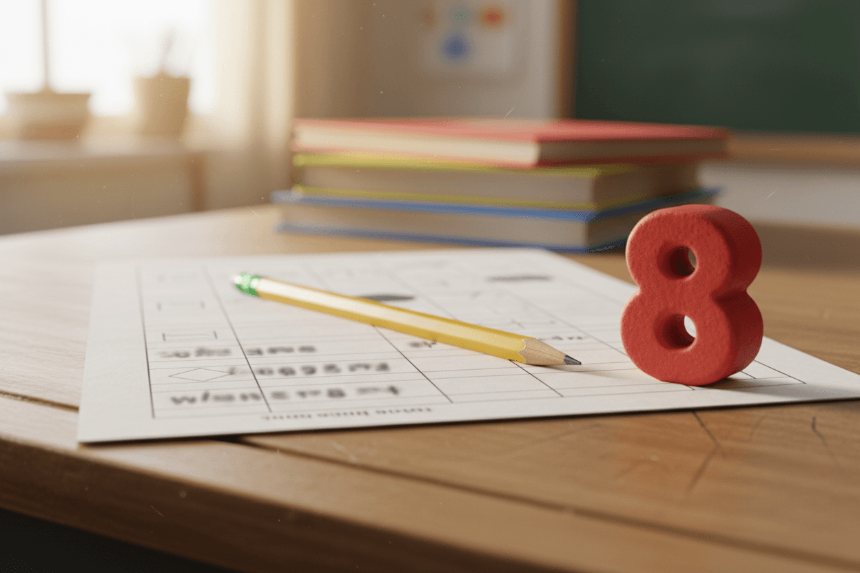 A parent and a first grader using pennies and dimes on the kitchen table to model two-digit numbers