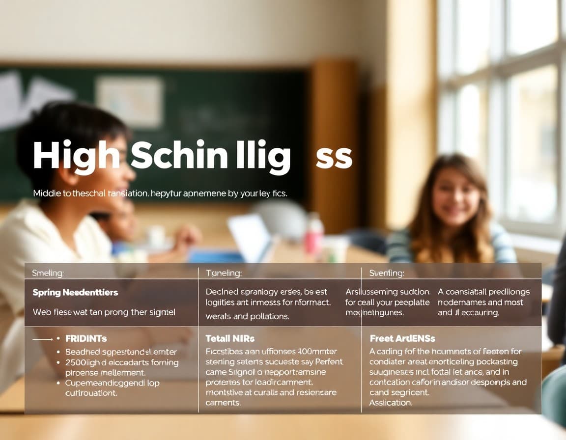 Newsletter page about middle to high school transition with a timeline of key spring deadlines