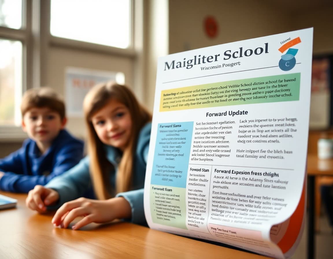 Wisconsin middle school newsletter showing academic updates and Forward Exam preparation information for families