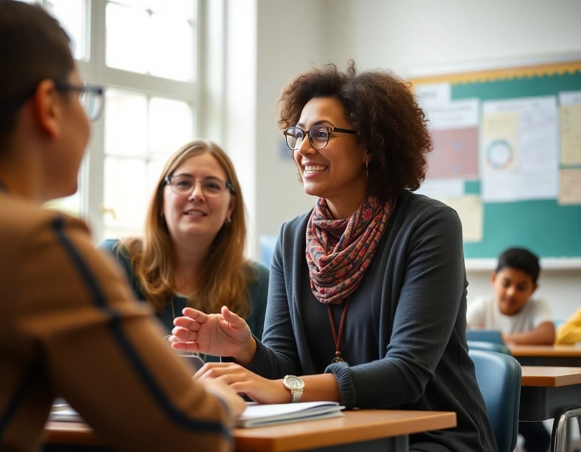 Teacher mentor reviewing common communication mistakes with a beginning teacher